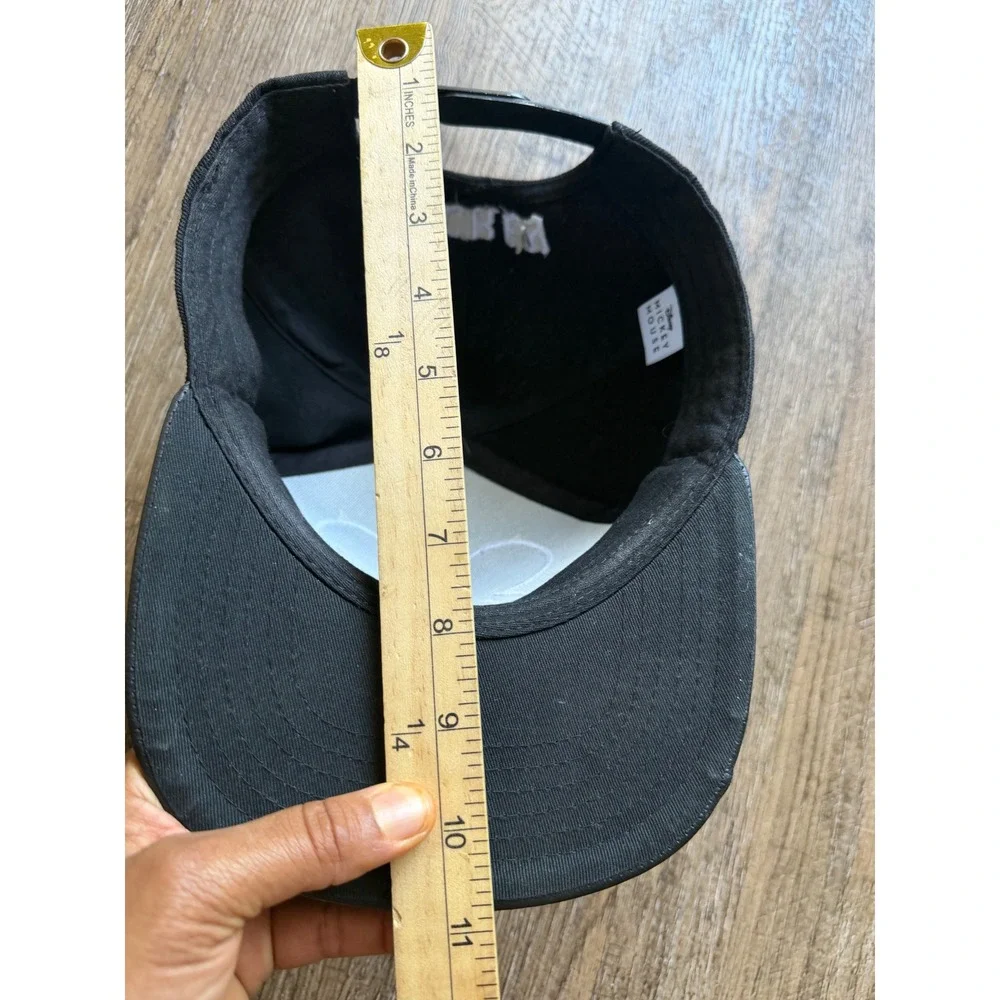 Disney Mickey Mouse Snapback Hat Black Gray Faux Leather Brim Gothic Embroidery